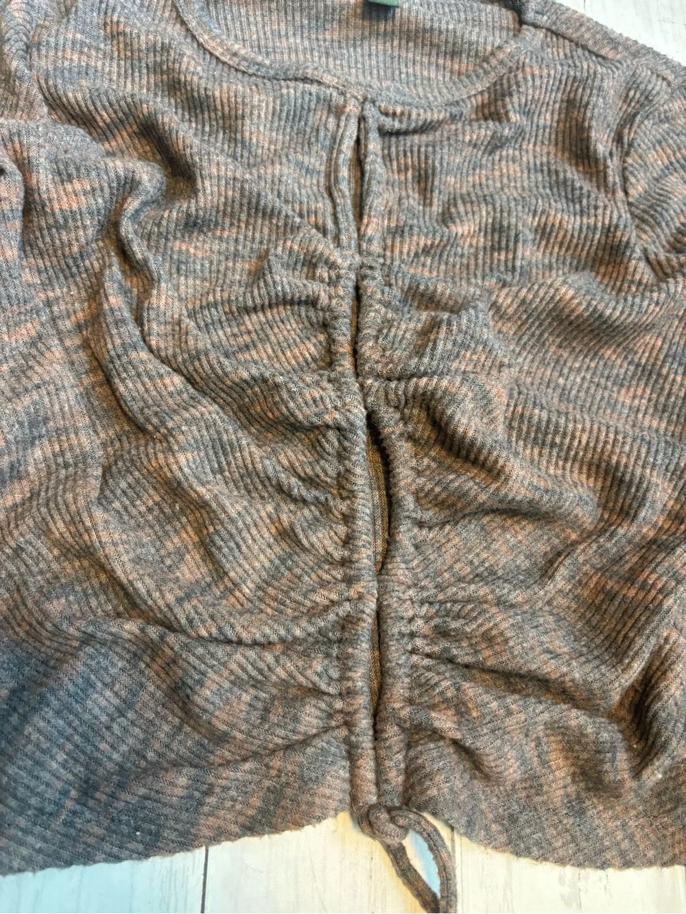 wild fable Heathered Brown Ribbed Cropped Sweater